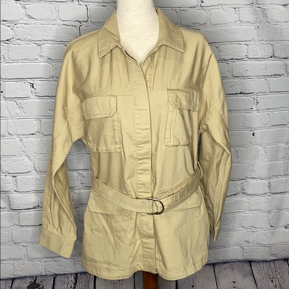 DIVIDED BY H&M WOMENS BELTED SHIRT JACKET IN BEIGE - Picture 2 of 10